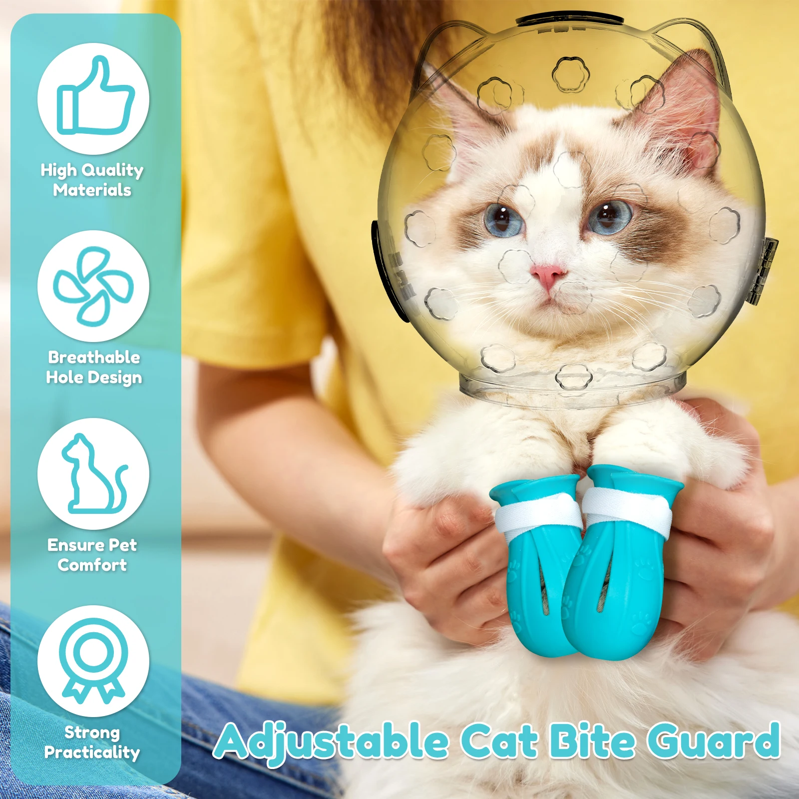 Focinheira para Gatos de PET Transparente com 36 Furos Respiráveis - Image 2