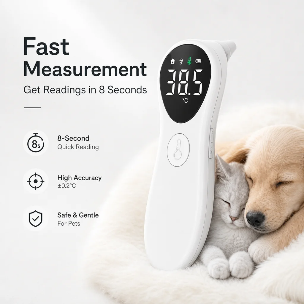 Termômetro Auricular AiQUE para Cães e Gatos Recarregável com Tela Grande - Imagem 4