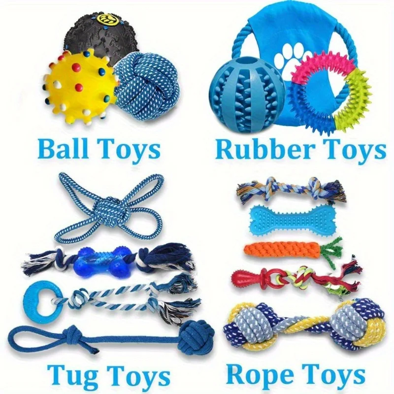 Kit Brinquedos para Cães de Borracha e Corda com 15 Peças - Imagem 4