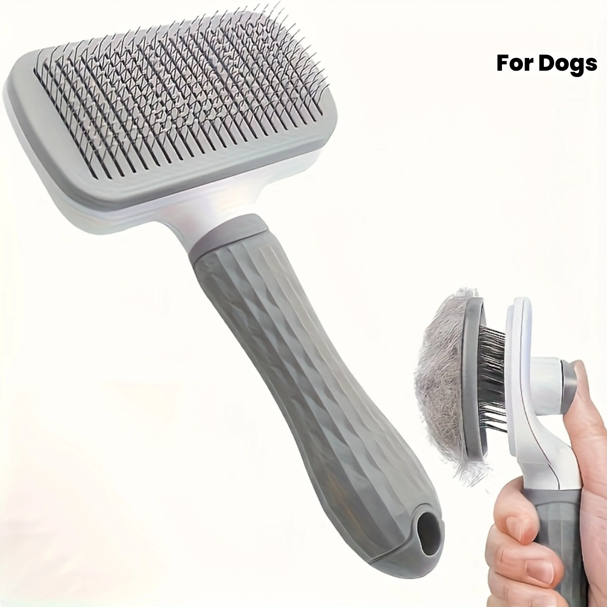 escova para pets com botão de limpeza