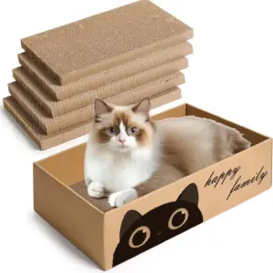 arranhador de papelão para gatos com cama