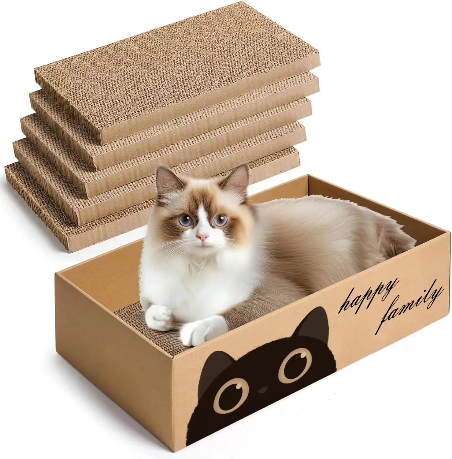 arranhador de papelão para gatos com cama