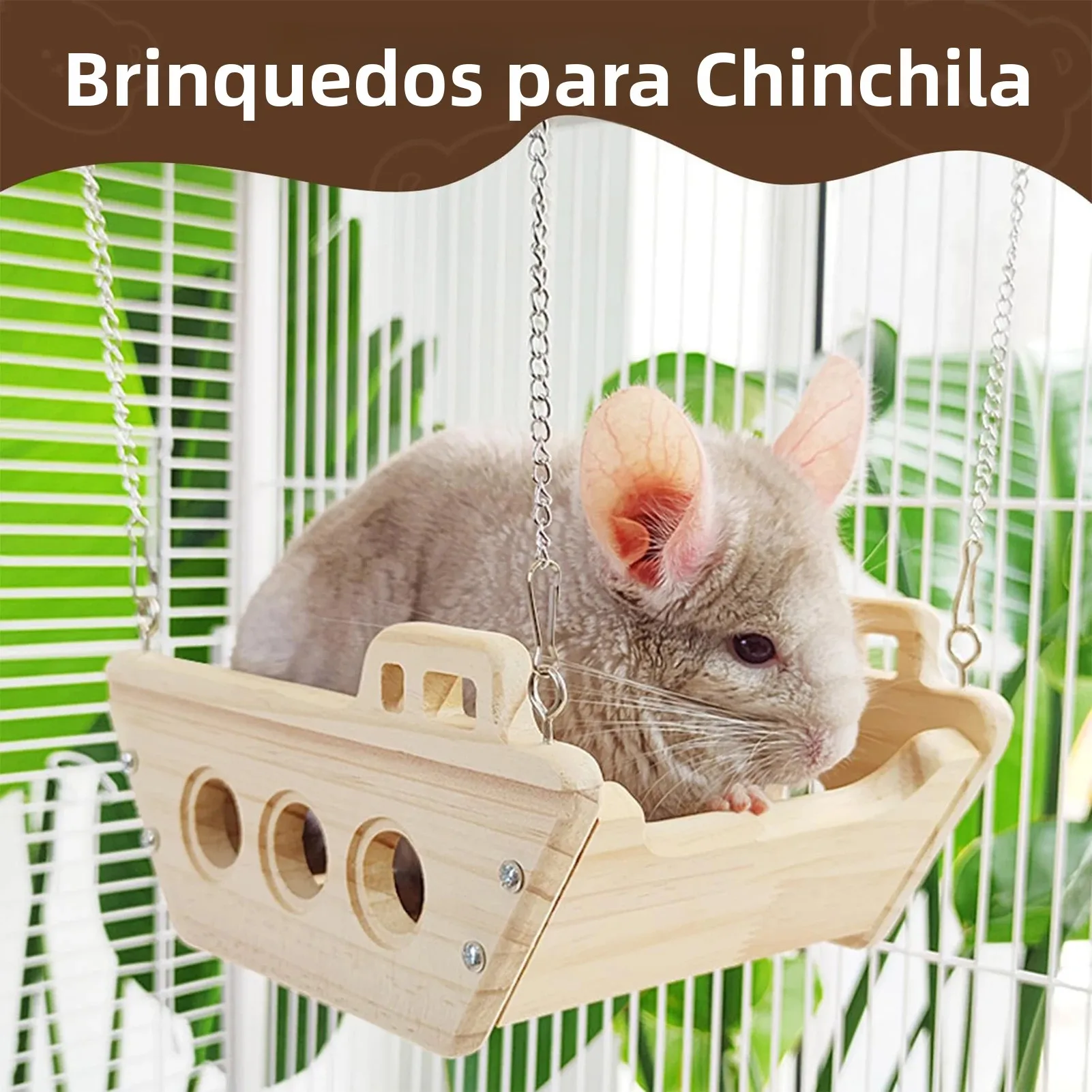 Plataforma de Madeira para Hamster e Chinchila Ajustável na Gaiola - Image 2