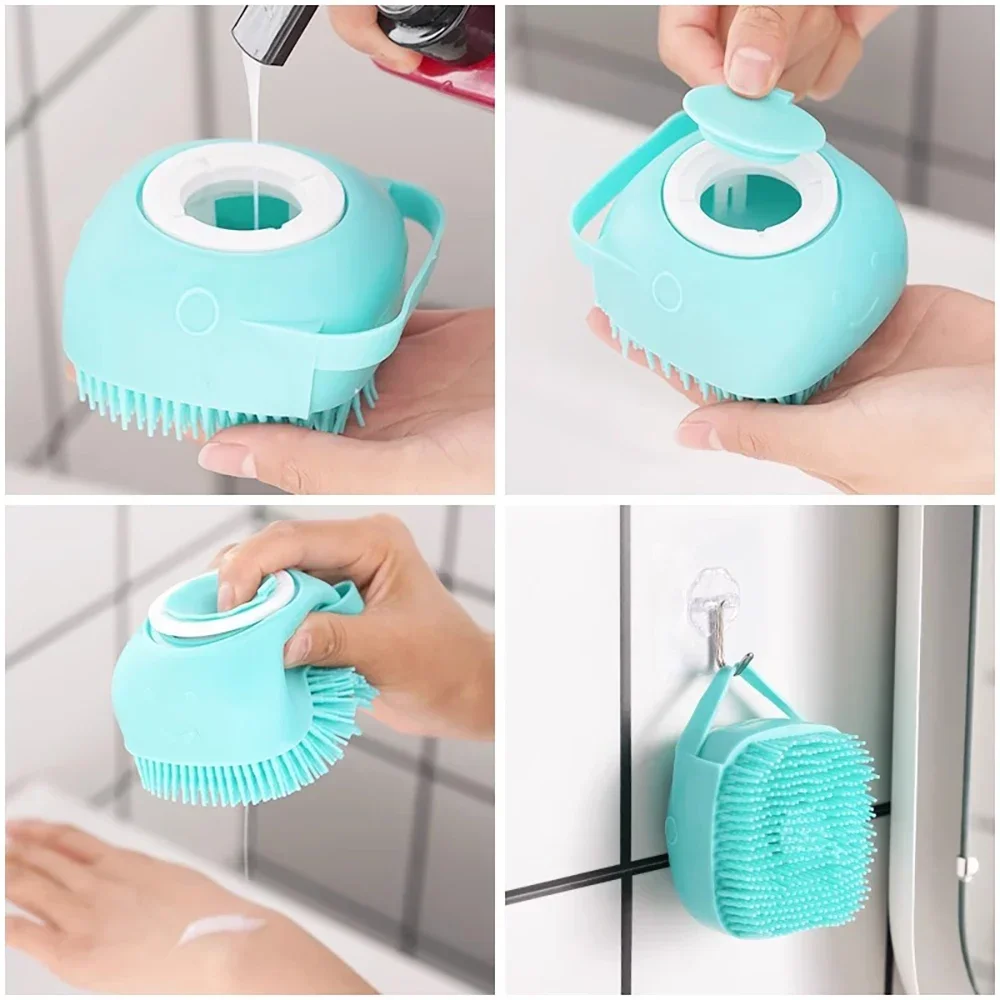 Escova de Banho para Cães e Gatos de Silicone com Reservatório de Sabão - Imagem 3
