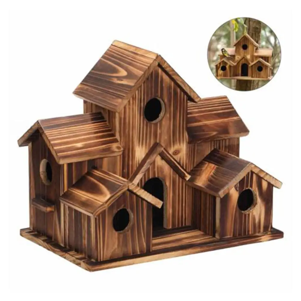 Casa para Pássaros de Madeira com 5 Entradas para Jardim 20x14x15 cm - Imagem 2