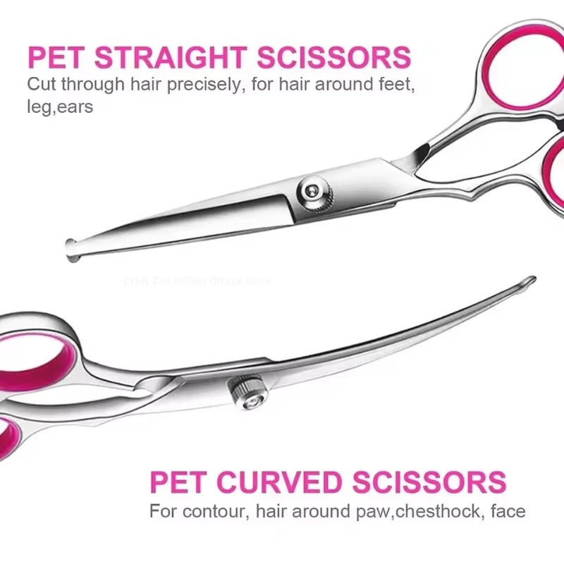 Kit de Tesouras para Tosa de Cães e Gatos com Pontas Redondas - Imagem 4