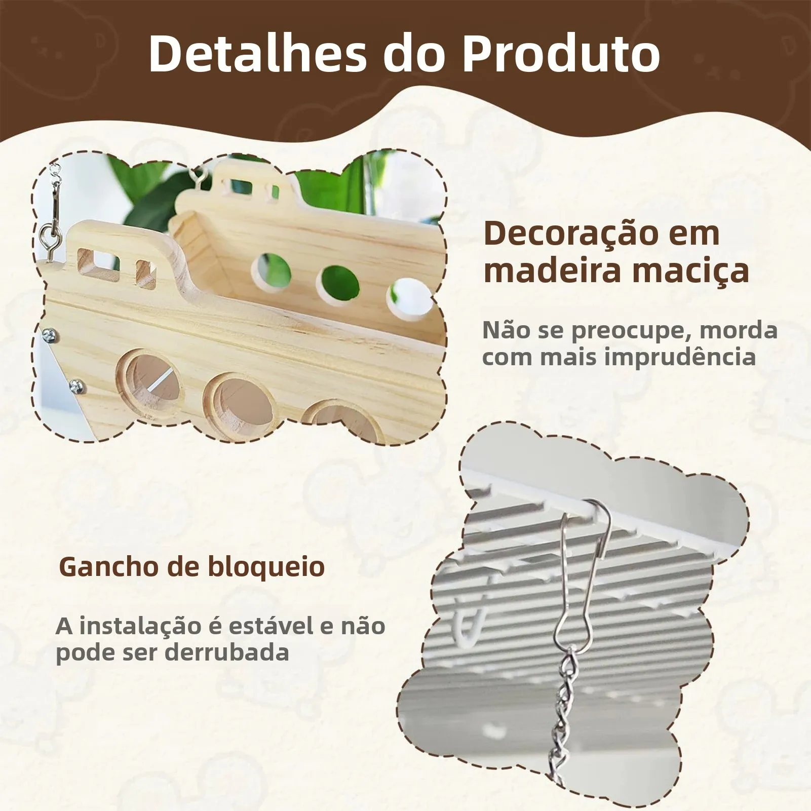 Plataforma de Madeira para Hamster e Chinchila Ajustável na Gaiola - Image 4