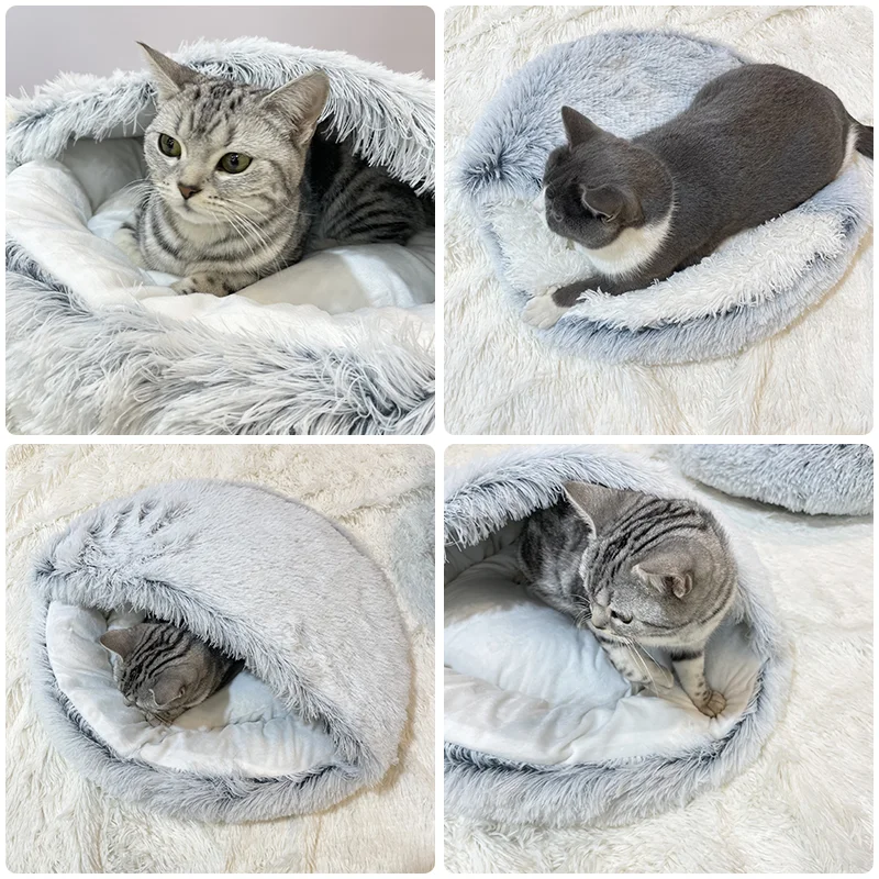 Cama Redonda para Gatos e Cães Pequenos de Pelúcia Macia - Image 5