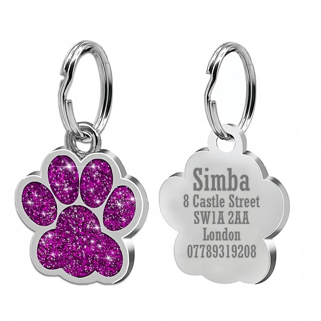 Etiqueta de Identificação para Cães e Gatos Personalizável com Glitter - Imagem 6