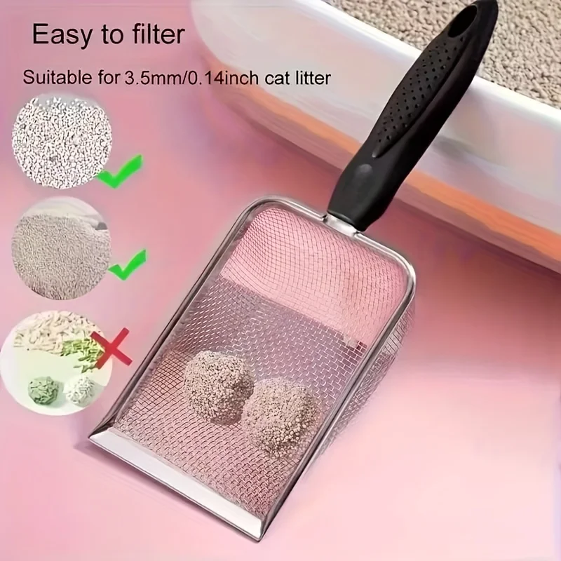 Pá Coletora de Areia para Gatos de Aço Inoxidável com Alça Ergonômica - Image 5
