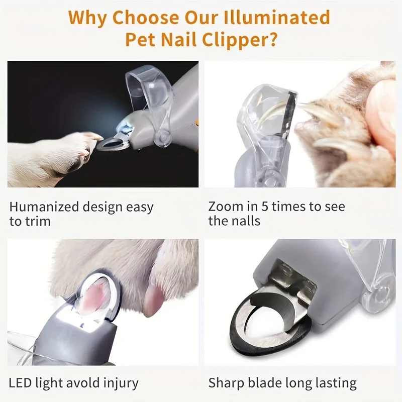 Cortador de Unhas LED para Cães e Gatos com Luz Embutida - Imagem 6