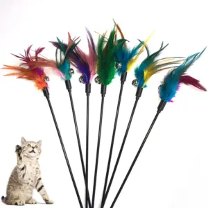 varinha para gatos com penas