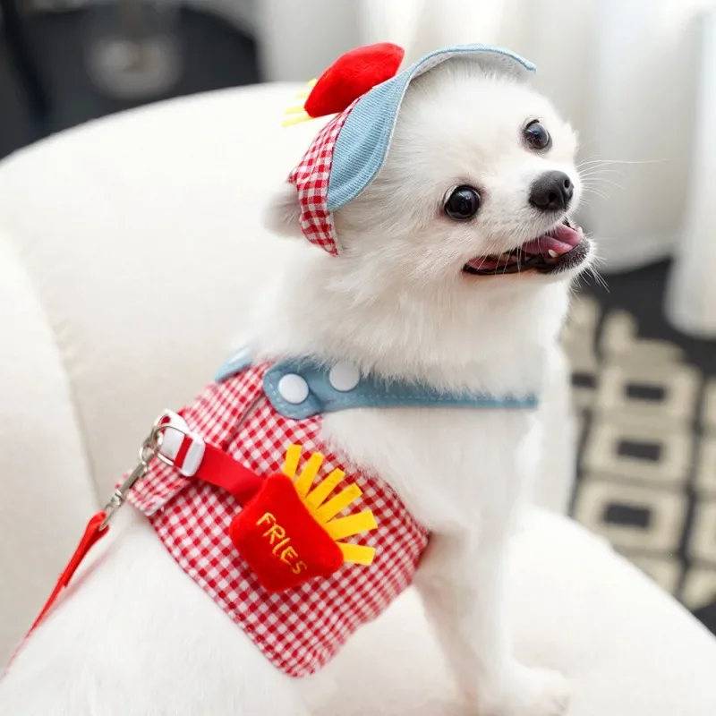 Coleira e Guia para Cães com Chapéu, Cor Vermelho, 3 Peças - Imagem 4