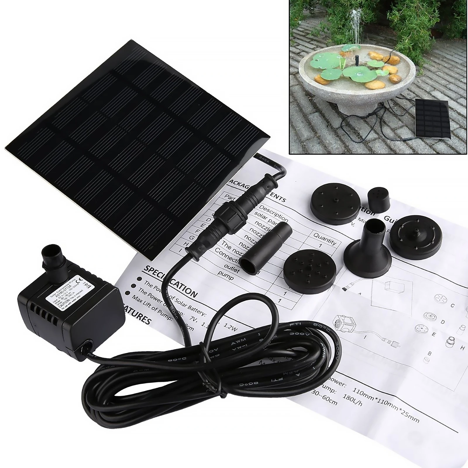Bomba Solar para Lago e Aquário com 6 Bicos Decorativos - Imagem 5