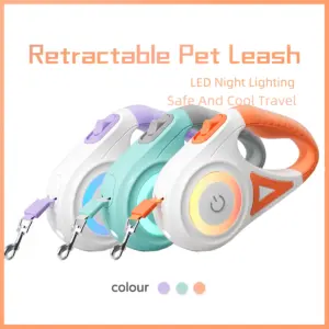 coleira retrátil de led para cães