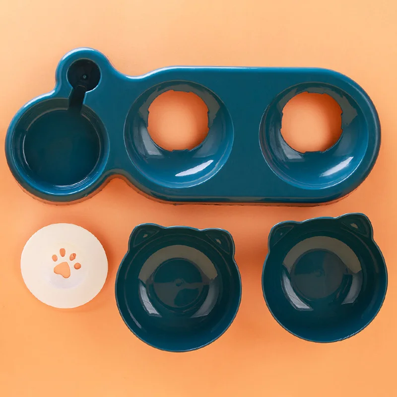 Comedouro Duplo para Gatos e Cães Pequenos com Dispensador de Água - Imagem 4
