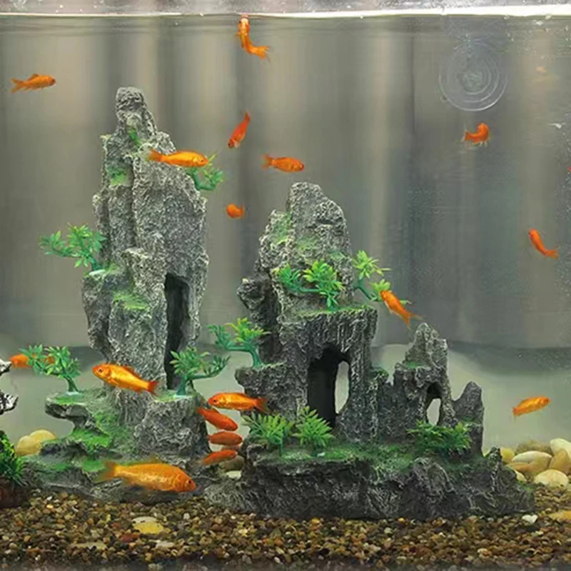 Decoração de Aquário Montanha Rocha Resina com Caverna Ampla - Imagem 6