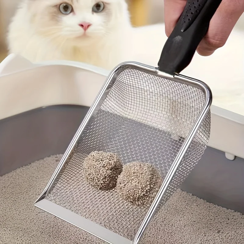 Pá Coletora de Areia para Gatos de Aço Inoxidável com Alça Ergonômica - Image 2