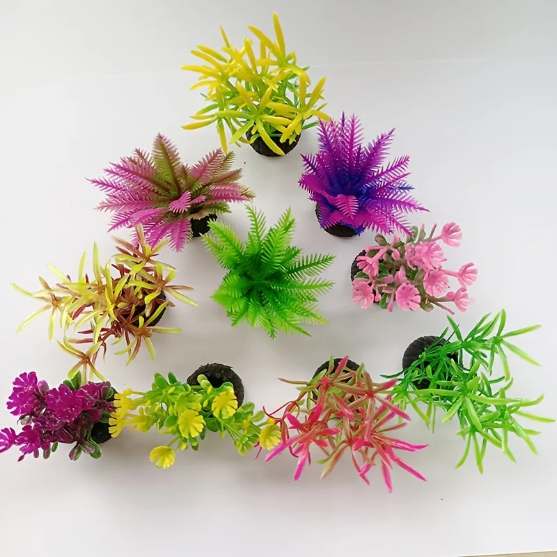 Plantas Artificiais para Aquário 10 Pçs de Plástico Macio e Base de 2 cm - Imagem 3