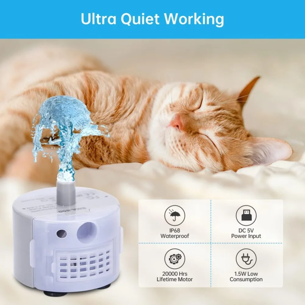 Bomba de Água USB para Bebedouro de Gatos com Luz LED - Image 2