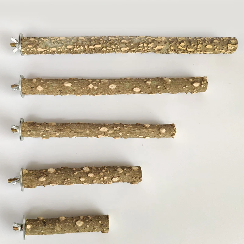 Poleiro de Madeira Natural para Pássaros 10 cm com Suporte para Gaiola - Image 3