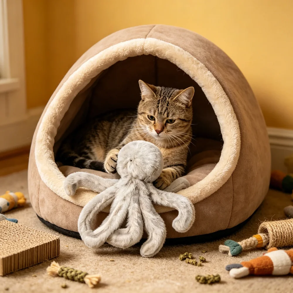 Brinquedo Interativo Polvo para Gatos com Pelo de Coelho - Image 4