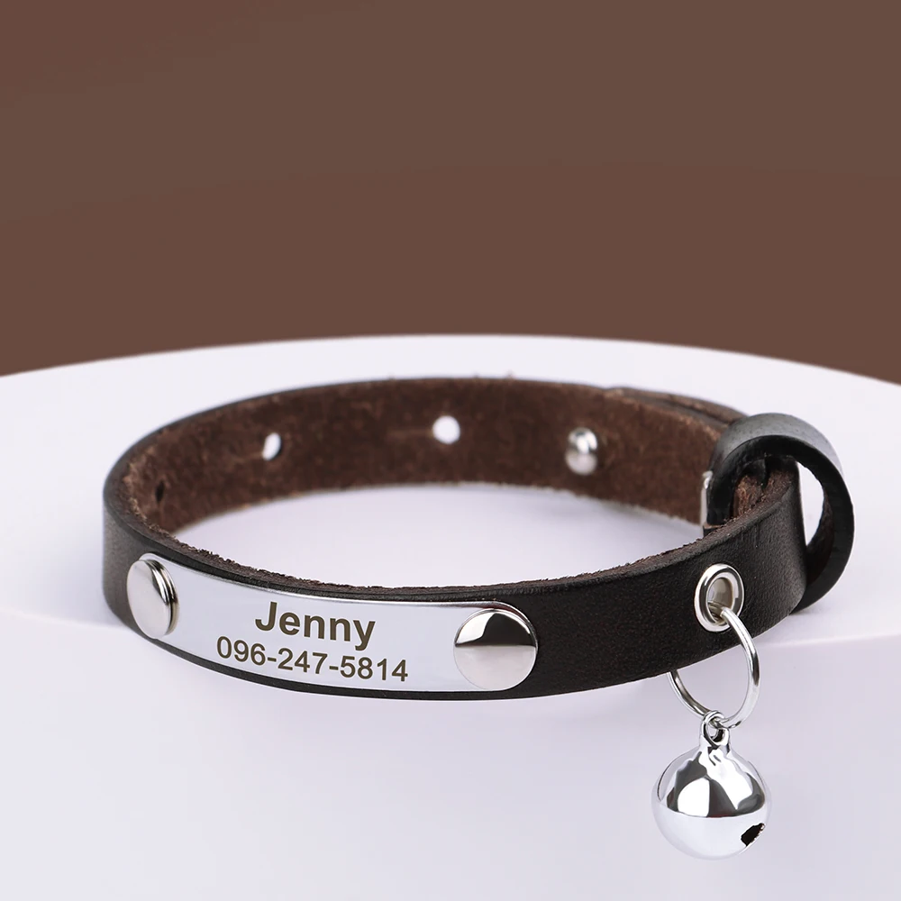 Coleira para Gatos e Cães Pequenos de Couro PU com Ajuste de 15-23 cm - Imagem 3