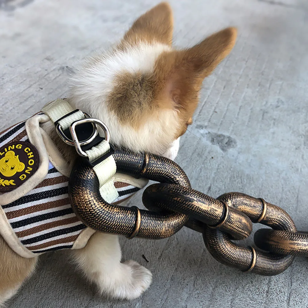 Coleira Corrente para Cães de Plástico Grosso com Cor de Ouro - Imagem 2