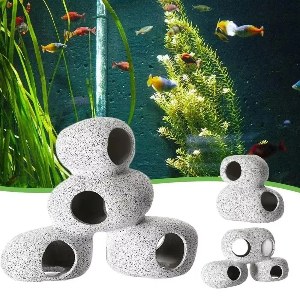 Decoração de Aquário Rocha Esconderijo de Argila Roxa para Peixes - Imagem 3