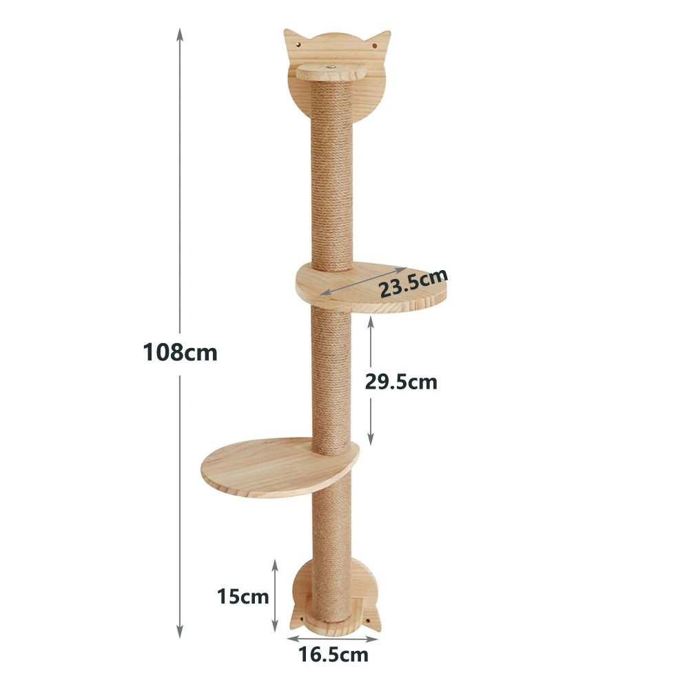 Arranhador de Sisal para Gatos com 2 Poleiros Montáveis na Parede - Image 3