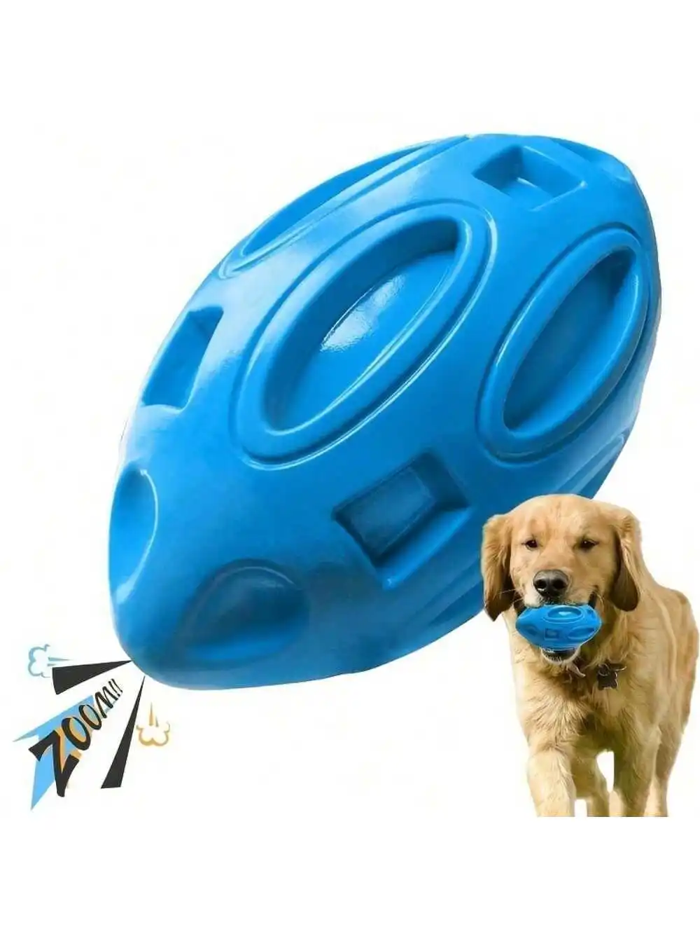 Bola Rugby para Cães de Borracha com Som para Mastigadores - Imagem 3