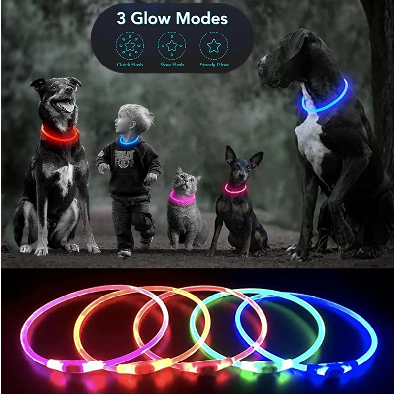 Coleira LED para Cães e Gatos Recarregável USB Cortável 50 cm - Imagem 2