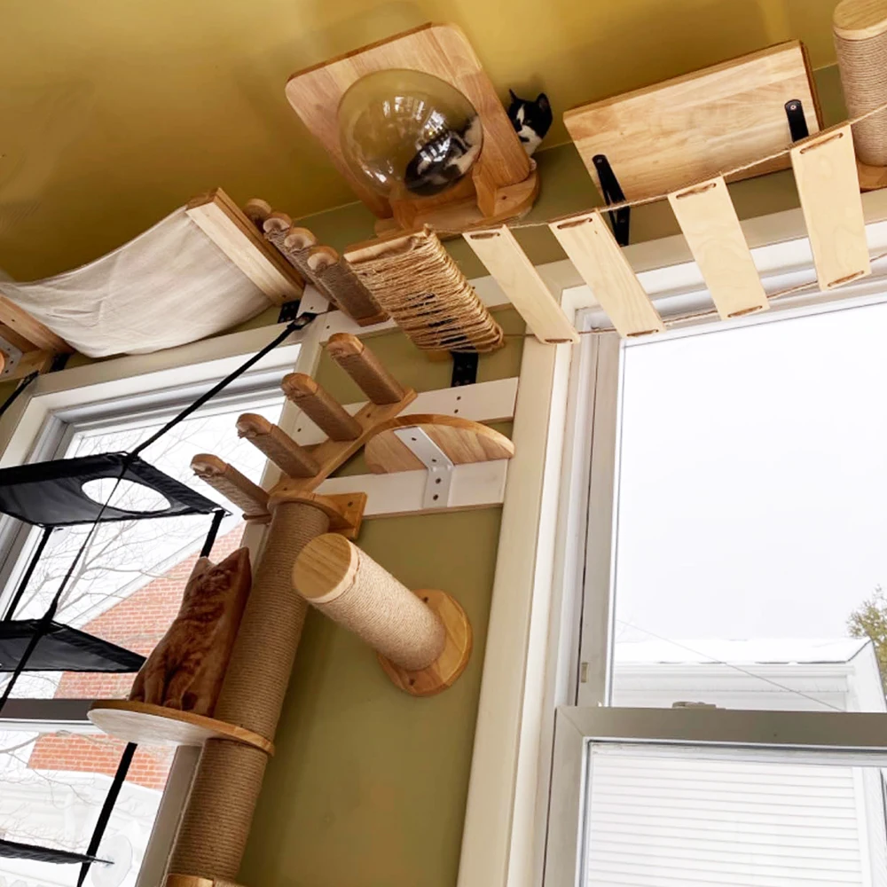 Ponte de Madeira para Gatos para Escalar e Brincar na Parede - Imagem 5