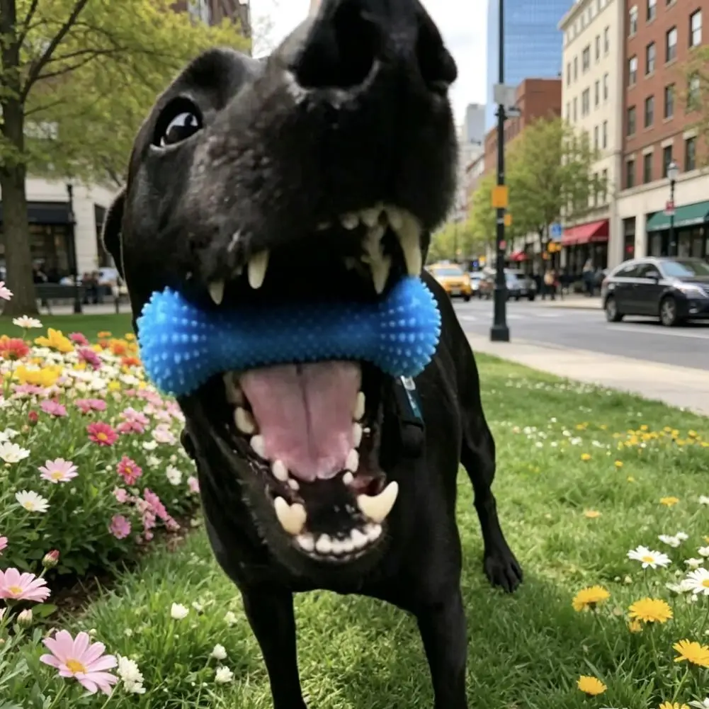 Brinquedo Dental para Cães de Plástico Azul com Corda de Puxar - Imagem 5