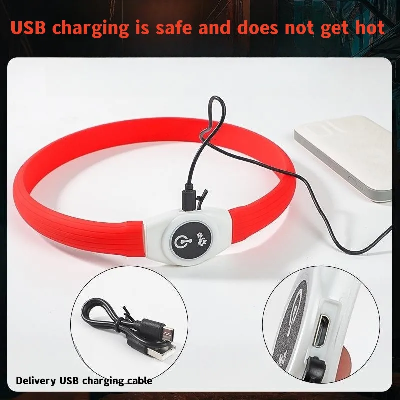 Coleira LED para Cães em PVC à Prova D'água Recarregável USB - Imagem 3