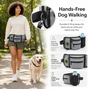 bolsa de cintura para cães com suporte de garrafa