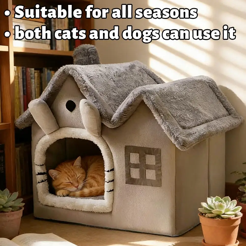 Cama Dobrável para Gatos e Cães Pequenos de Tecido com Fundo Impermeável - Imagem 2