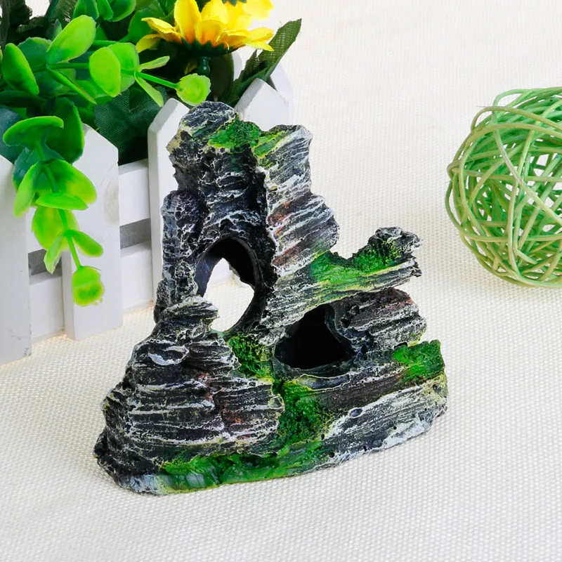 Decoração de Aquário Casa de Resina com Musgo 10,7 cm para Tanque de Peixes - Imagem 4