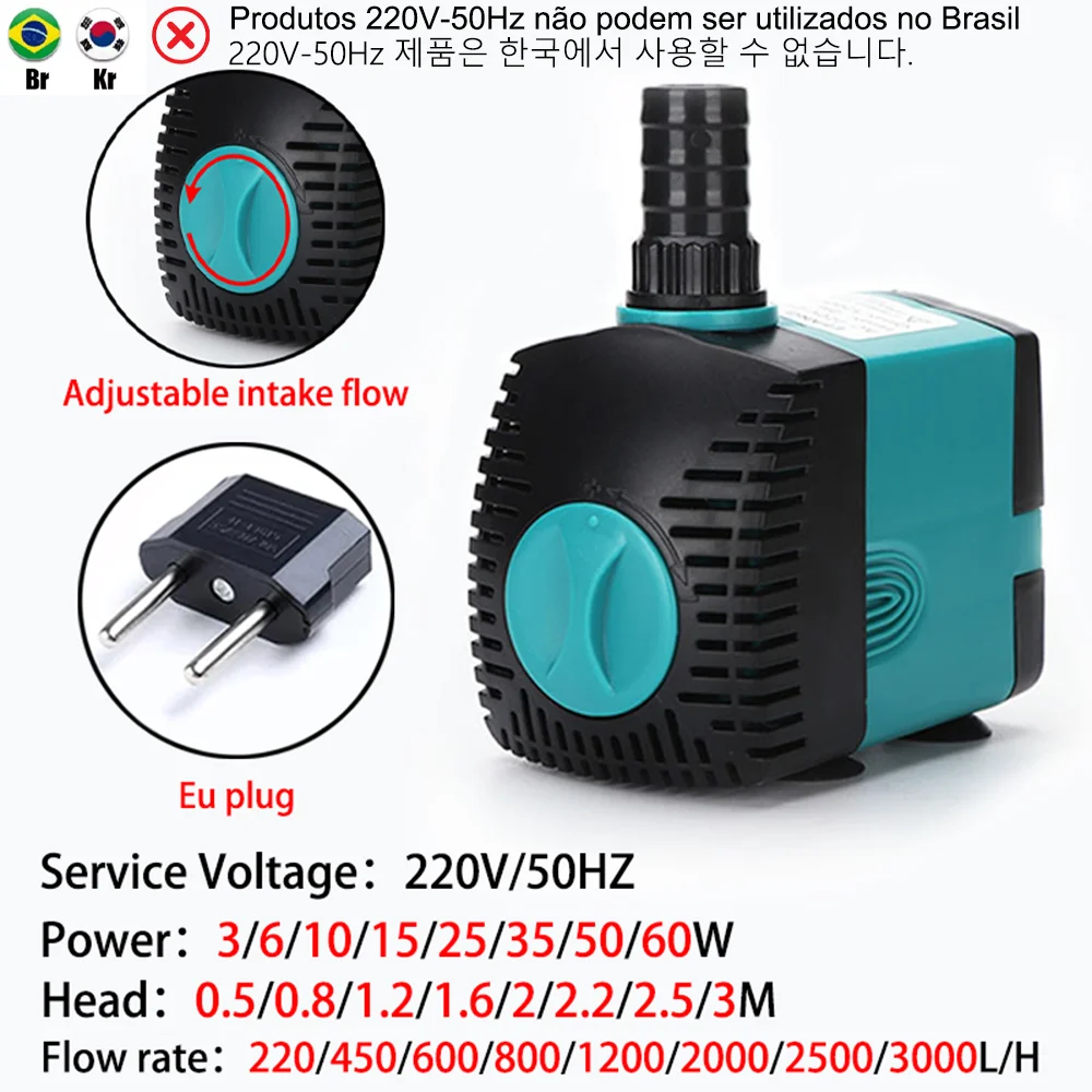 bomba submersível para aquário ajustável 220V