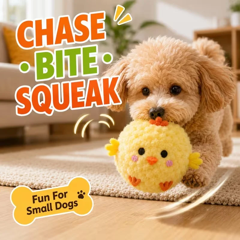 Brinquedo de Pintinho para Cães e Gatos Kit 2 Bolas Sonoras Amarelas - Imagem 3