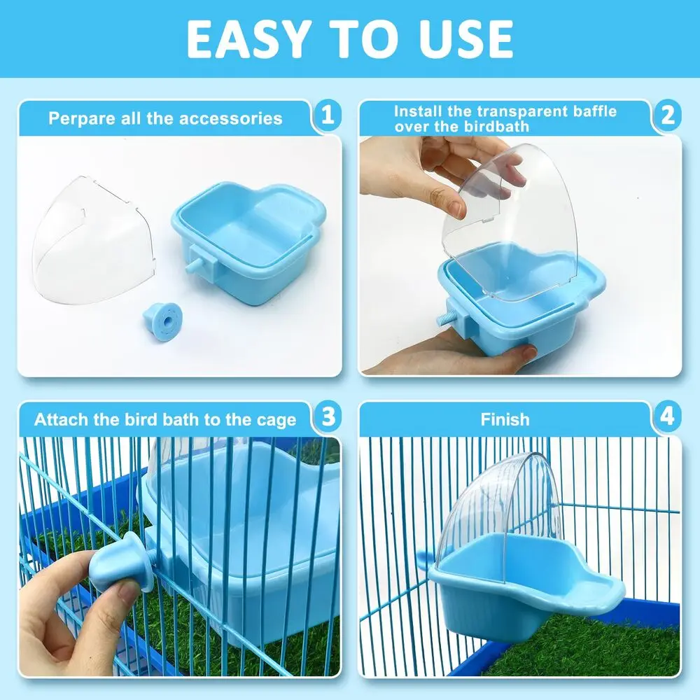 Banheira Cubo para Pássaros Transparente com Gancho para Gaiola - Imagem 4
