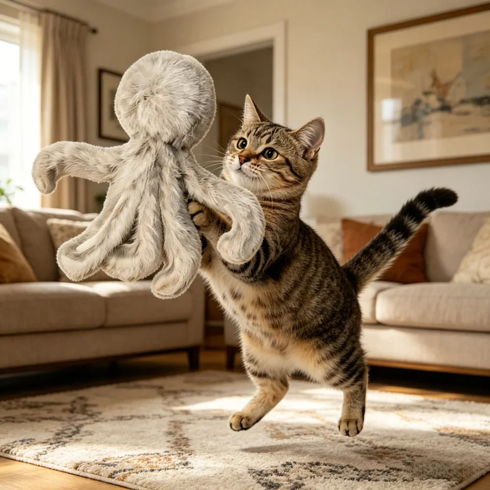 Brinquedo Interativo Polvo para Gatos com Pelo de Coelho - Image 5