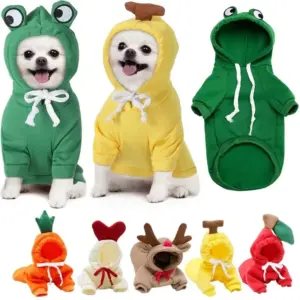 moletom com capuz de pelúcia para cães pequenos