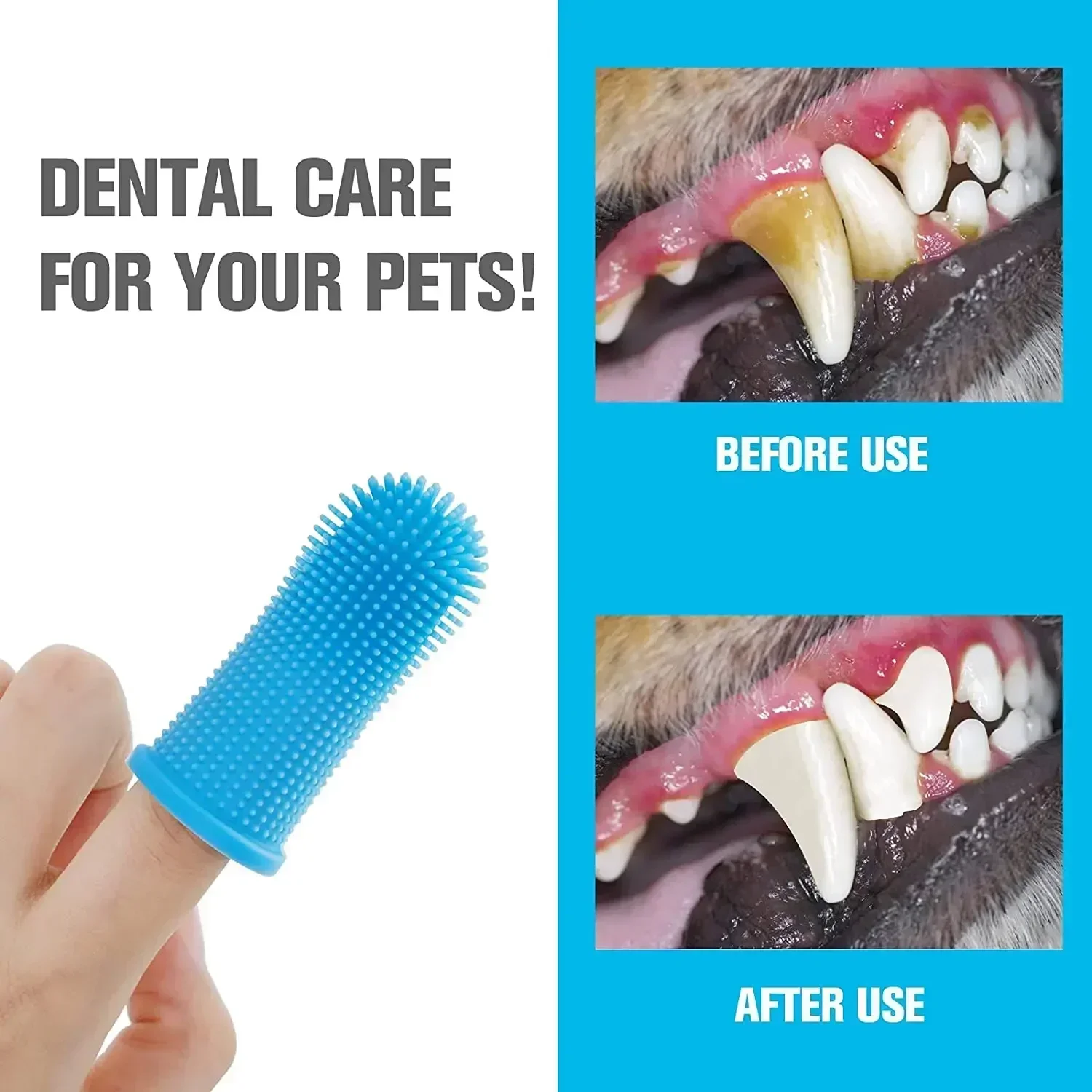 Escova de Dentes de Dedo para Cães e Gatos de Silicone com Estojo - Imagem 4
