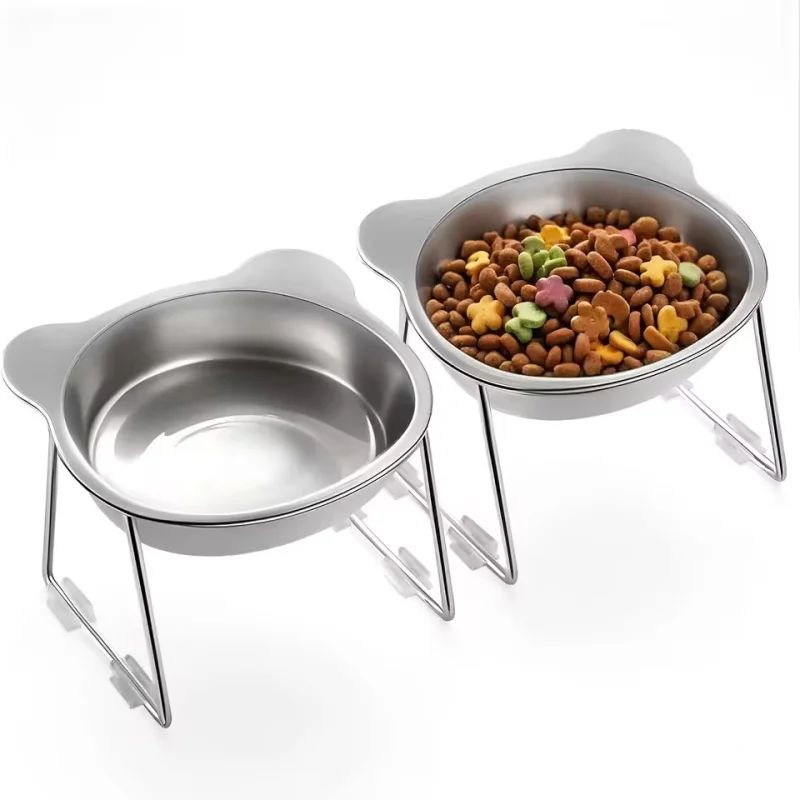 Tigela Inclinada 15° para Cães e Gatos de Inox 304 com Suporte Elevado - Imagem 4