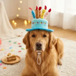 chapéu de aniversário para pets com elástico
