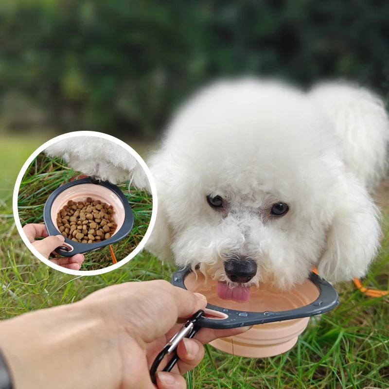 Tigela Dobrável para Cães e Gatos de Silicone com Mosquetão - Image 5