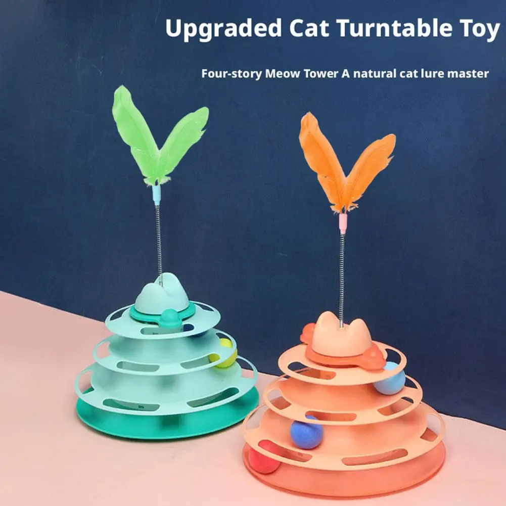 Brinquedo para Gato Torre Rotativa de Plástico com 3 Camadas e Bola - Imagem 4