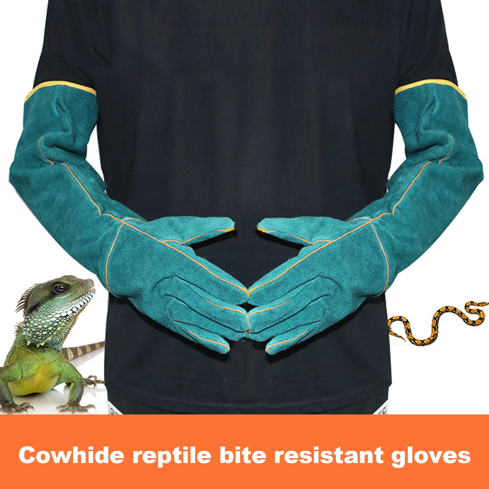 Luvas de Proteção para Pets de Couro Verde Ultralongas Antilongas - Image 2