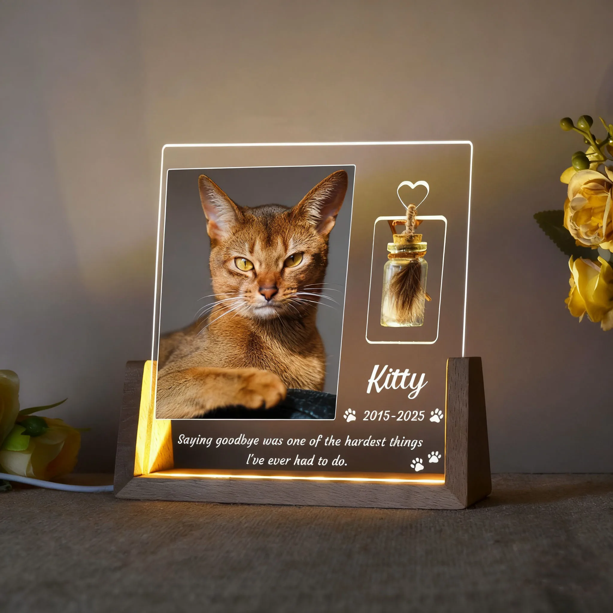 Luminária de Mesa LED USB para Cães e Gatos com Foto Personalizada - Imagem 3